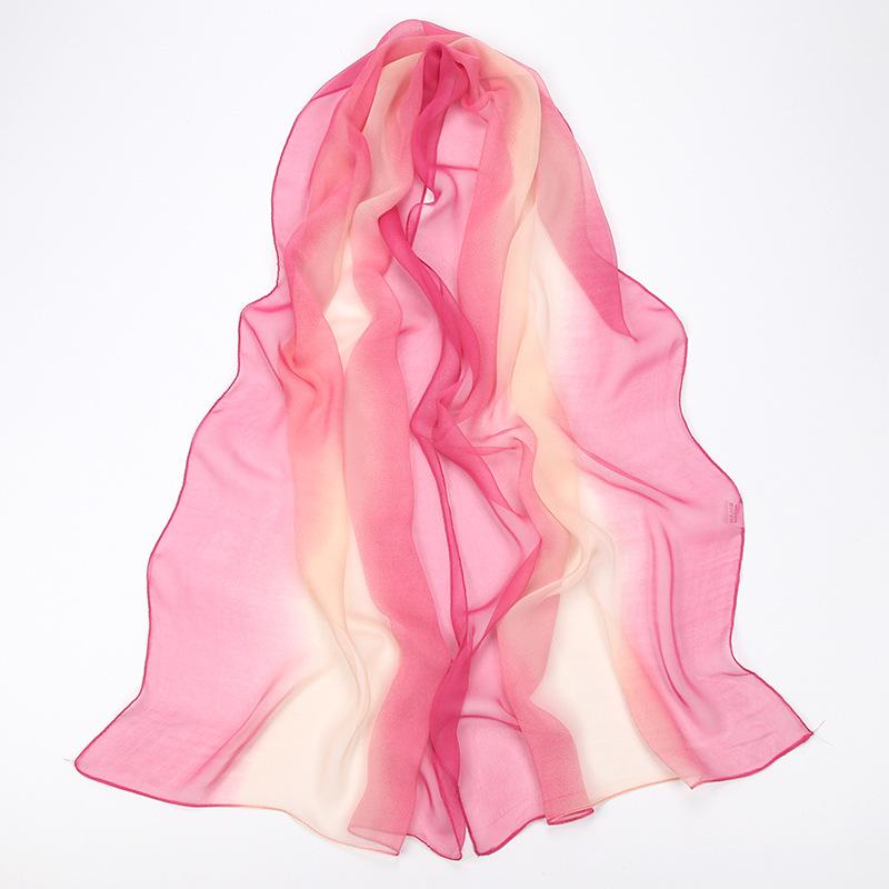 Silk Scarf For Women In Summer Fashionable Shawl Thin And Versatile Spring And Autumn Sand Scarf Long Chiffon Small Strip Scarf