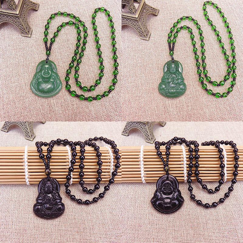 Классический Натуральный Китайский Будда Подвеска Нефритовое Ожерелье Модный Шарм Ювелирные Изделия Резной Благословение Счастливый Амулет Подарки Для Женщин Мужчин