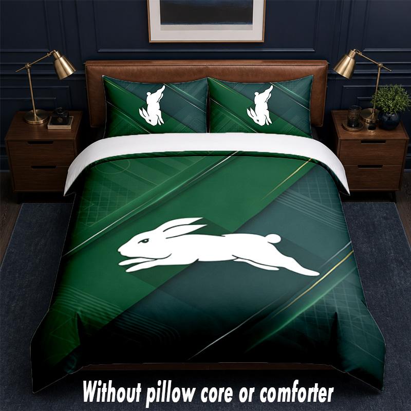South Sydney Rabbitohs Design Bed Bedding Set 1 Duvet Cover + 2 Pillowcases Soft Breathable Household Bed Linens