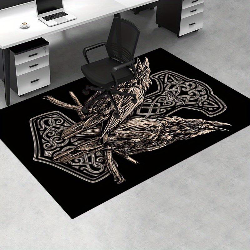 1pc. Nordic Viking Raven Thor Hammer Home Office Chair Rug Outdoor Gift Carpet Mat