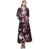 Весенние Винтажные Цветочные Макси-Платья для Женщин Подиумные Скрещенный V-образный Вырез Длинный Рукав-Фонарик Пояса Пляжное Праздничное Платье Бохо Халат