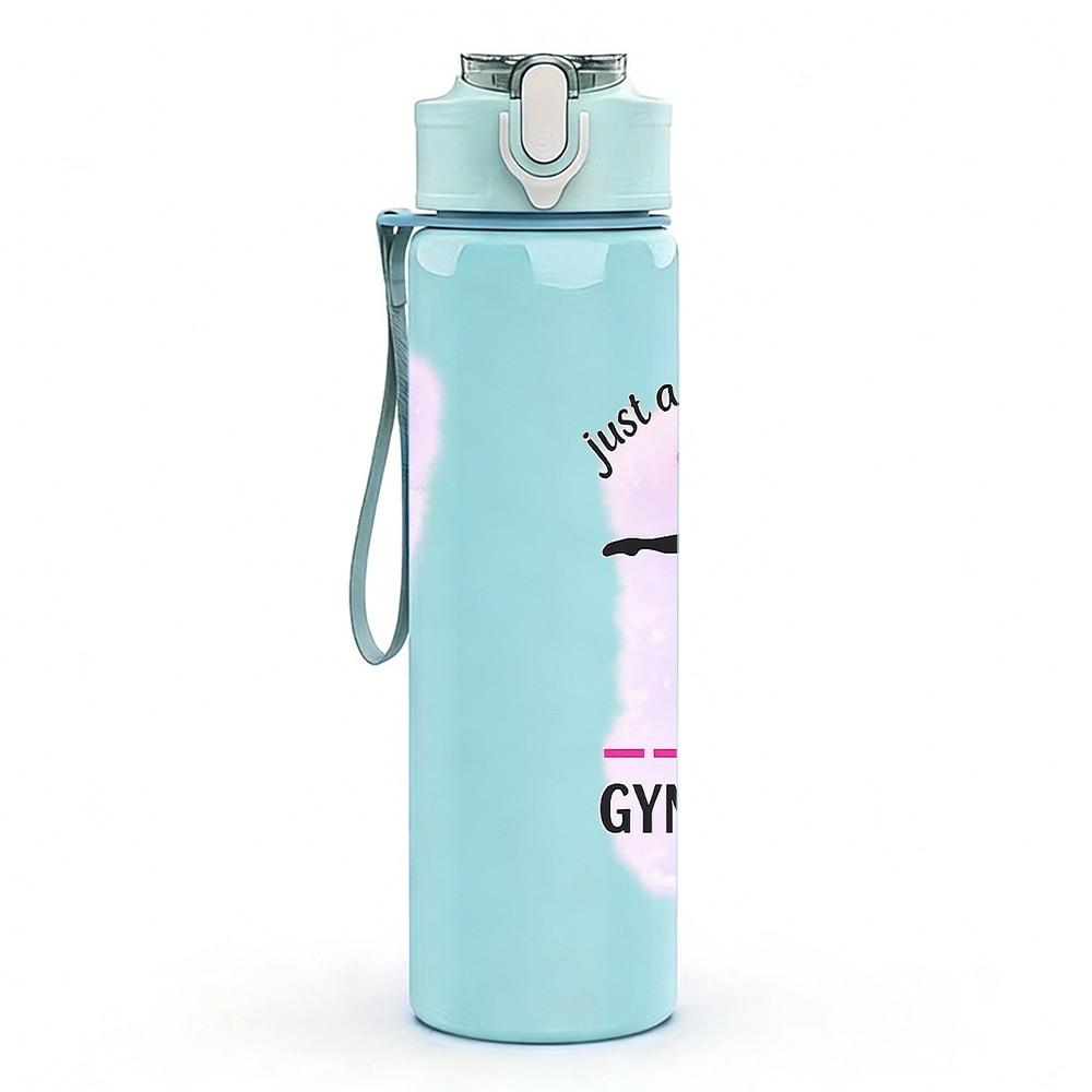 1PC Girl Bow Gymnastics Sport Slogan Print 750ml Color Plastic Sports Water Bottle Leakproof Flip Straw Lid Suitable for Sports Office Home Use