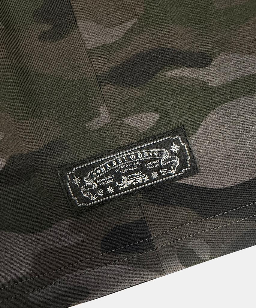 BADBLOOD Viper Logo Mock-Neck Cap Sleeve - Black Camo