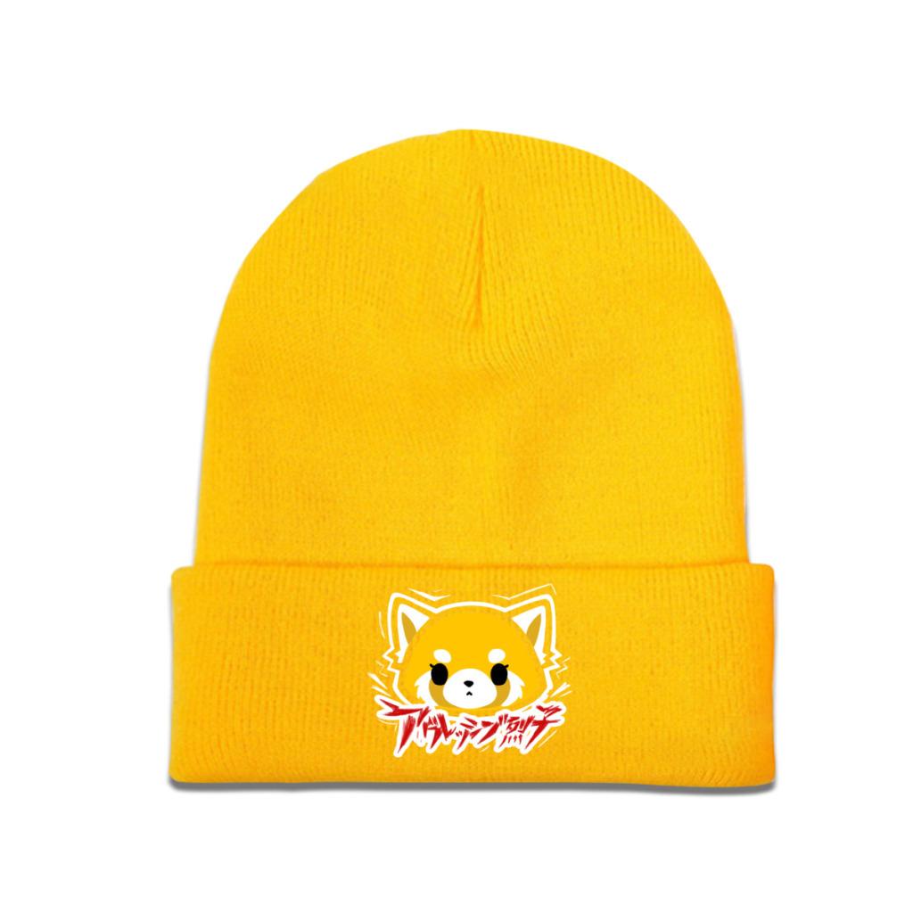 Aggretsuko Knitted Hat Beanie Autumn Winter Hats Warm Color Retsuko Anime Panda Death Metal Cap Unisex Women Gift