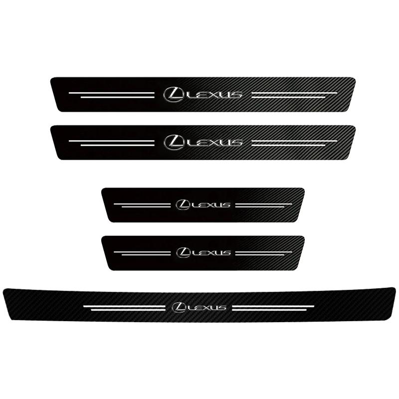 AAPM1 1/4/5Pcs Car Door Sill Scuff Plate Decor Carbon Fiber Stickers For Lexus Fsport UX RX350 RX450h LX600 NX300h GX460 IS300h IS250