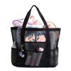 Summer Black Mesh Tote Bag For Women Woven Hollow Beach Bag Travel Portable Storage Handbag Shopper Tote Sport Gym Bags