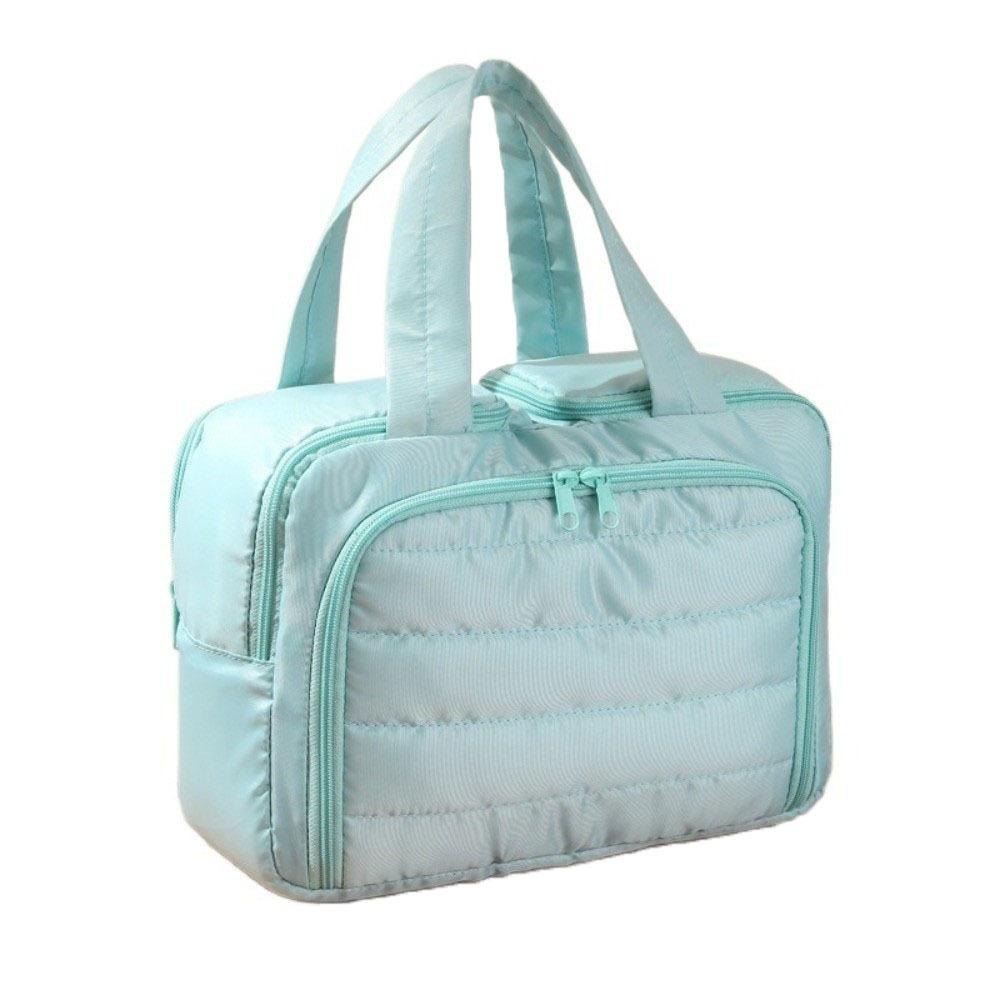 Solid Color Handheld Cosmetic Bag Nylon Make Up Pouch Bag Wash Bag Portable Toiletry Bag  Storage