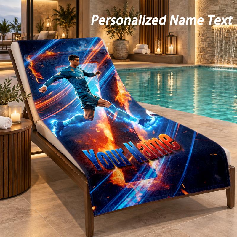 Custom Text Cristiano Ronaldo Print Beach Towel Large Towel For Home Bathroom Beach