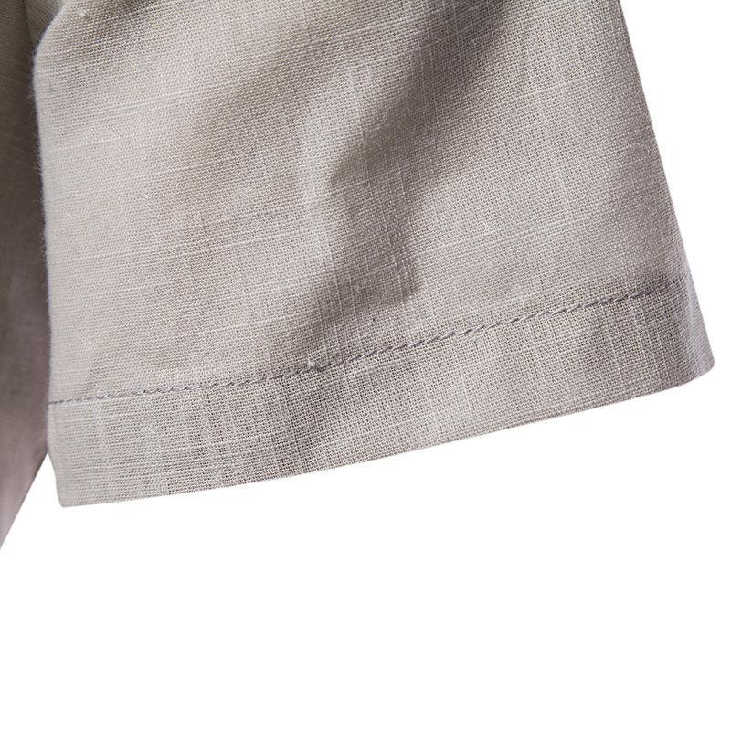 Summer Thin Solid Mock Neck Men's Short Sleeve Shirt Fashion Breathable Comfortable Casual Shirt