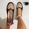 Fashion Love Rhinestone Shallow Mouth Women Flats 2025 Spring Autumn Casual Shallow Mouth Single Shoes Suede Soft Bottom Round Toe Flats