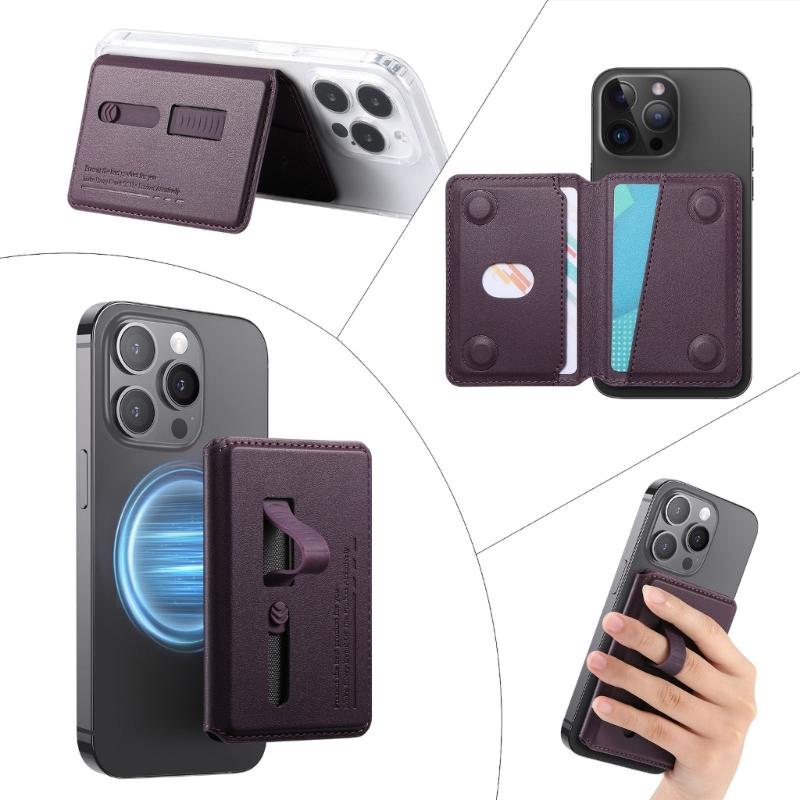 Регулируемый угол обзора Подставка для телефона Хранение карт Складная конструкция Магнитная задняя панель Конструкция из ПУ-кожи