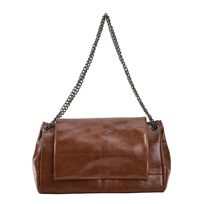 Autumn Winter Large Capacity Women Single Shoulder Bag Solid Color Simple All-Matched Female Handbag High Grade Vintage OL Bag