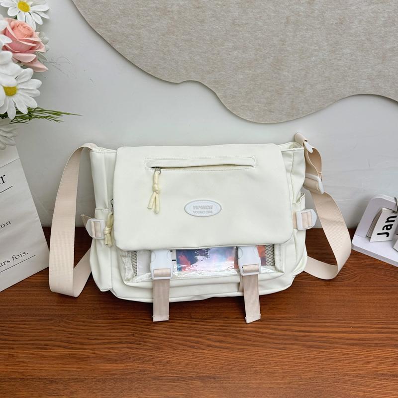 Женская сумка через плечо в студенческом стиле, большая вместительная сумка-мессенджер, контрастная по цвету сумка через плечо