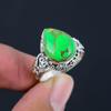 Natural Green Copper Turquoise Gemstone Ring, Solid 925 Sterling Silver Ring, Pear Shape Ring, Gemstone Statement Ring, Gift For Her