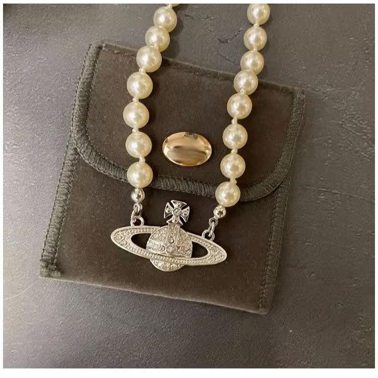 Женское колье из розовых бриллиантов, жемчуга Сатурна - Звездный стиль, полностью бриллиантовая ключичная цепочка, Идеальный универсальный рождественский подарок