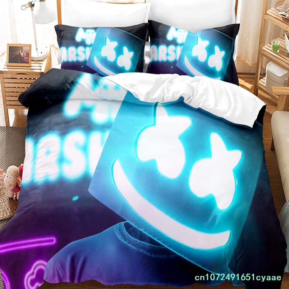 Постельное белье DJ Marshmello Односпальное Полуторное Полный Размер Queen King Hip Hop Постельный Комплект Взрослые Детская Спальня Комплекты с Пододеяльником 3D Печать 030