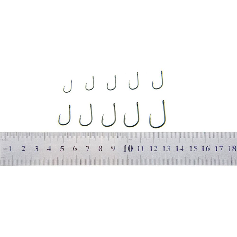 100Pcs 1 Box New Carbon Steel 10 Sizes Fish Bait Fishing Hooks Durable Head Fishook