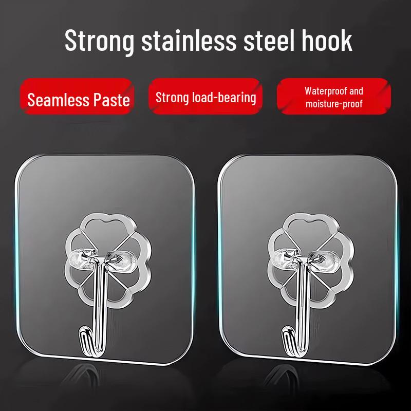 10 Pack No-Trace Strong Adhesive Hooks for Kitchen and Door Walls