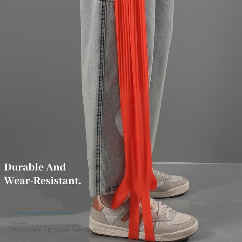 Красные перчатки для мытья посуды, чистки, водонепроницаемые резиновые перчатки, латексные длинные перчатки, кухонный инструмент