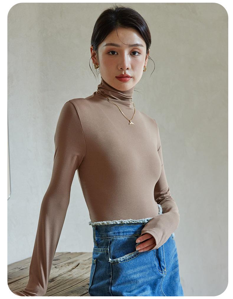 Women's 240g Modal High Collar Slim Fit Long Sleeve T-Shirt - 2025 Spring/Autumn Collection