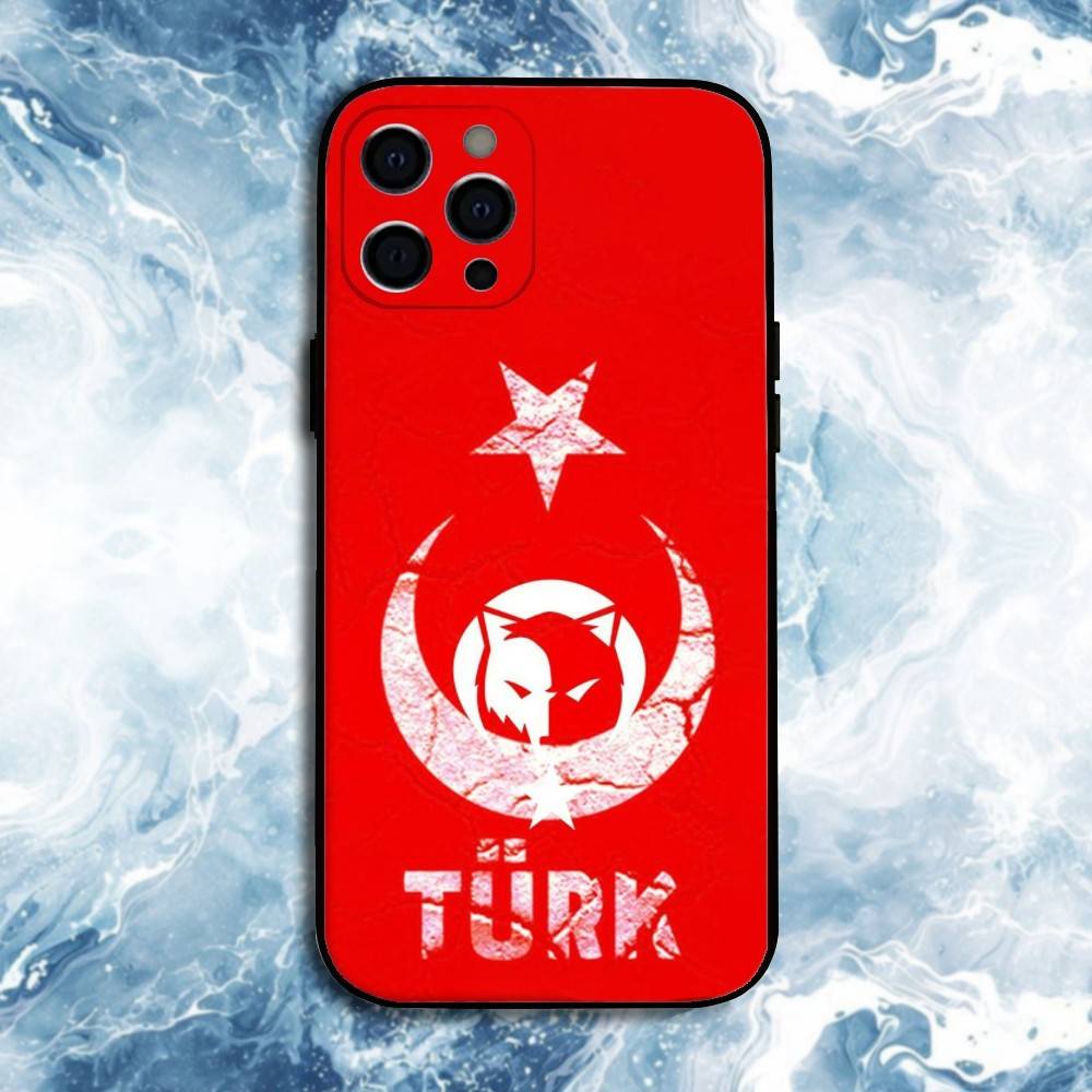 Чехол для телефона Turk Wolf Turkey Flag для iPhone 17, 16, 15, 14, 13, 12, 11 Plus, Pro Max, Мягкий силиконовый черный чехол
