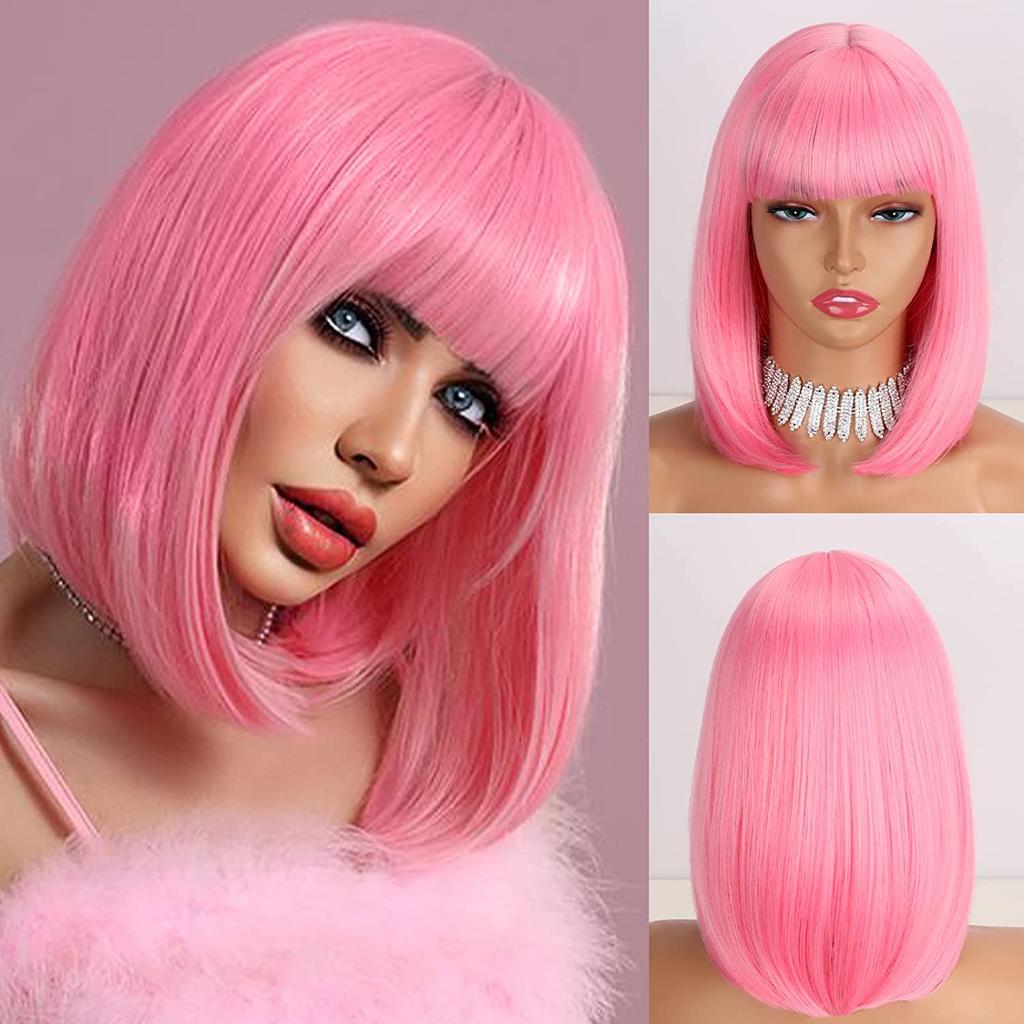 XINRAN Светло-голубые парики Боб с челкой Короткие синие парики Боб для женщин Синтетический термостойкий парик для косплея на Хэллоуин для девочек Одежда