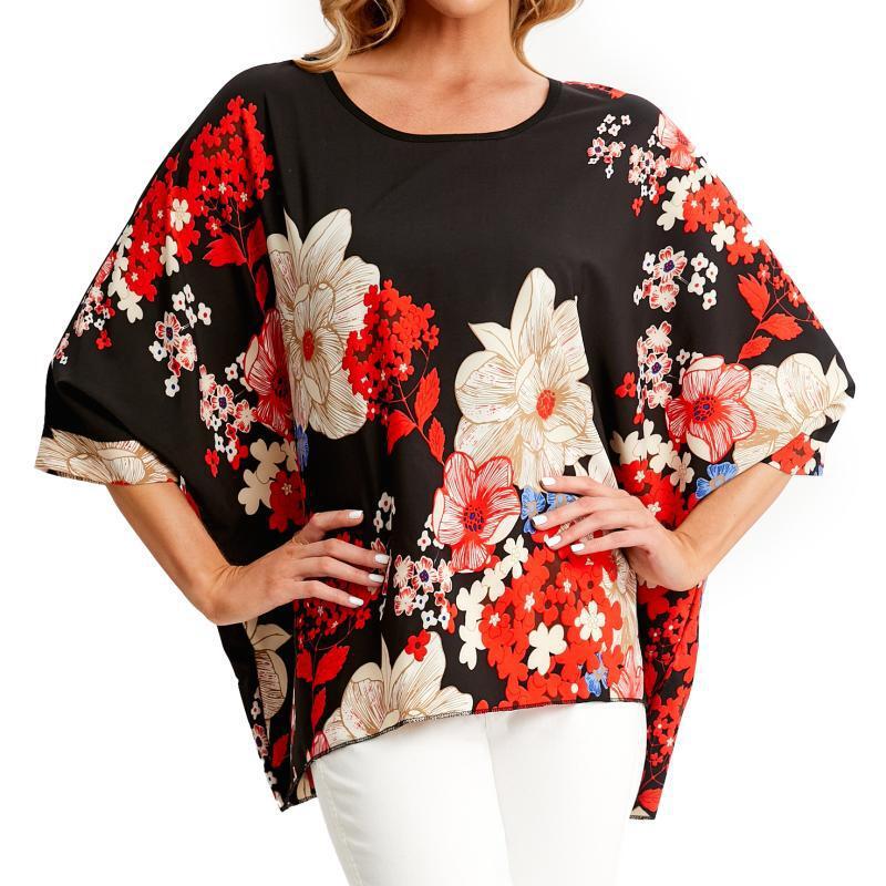 Женская свободная шифоновая летняя блузка-туника с цветочным принтом в стиле бохо, пляжные накидки