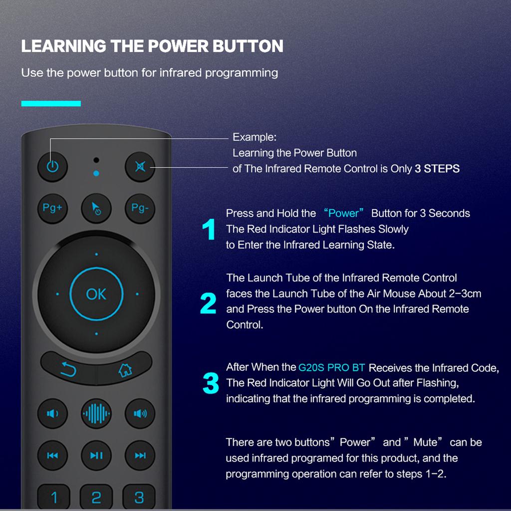 0S PRO 2.4G & 5.0 Dual Mode Wireless Mouse with USB Receiver 6- Gyroscope Handheld Remote Control Smart Voice Control IR Learning Backl