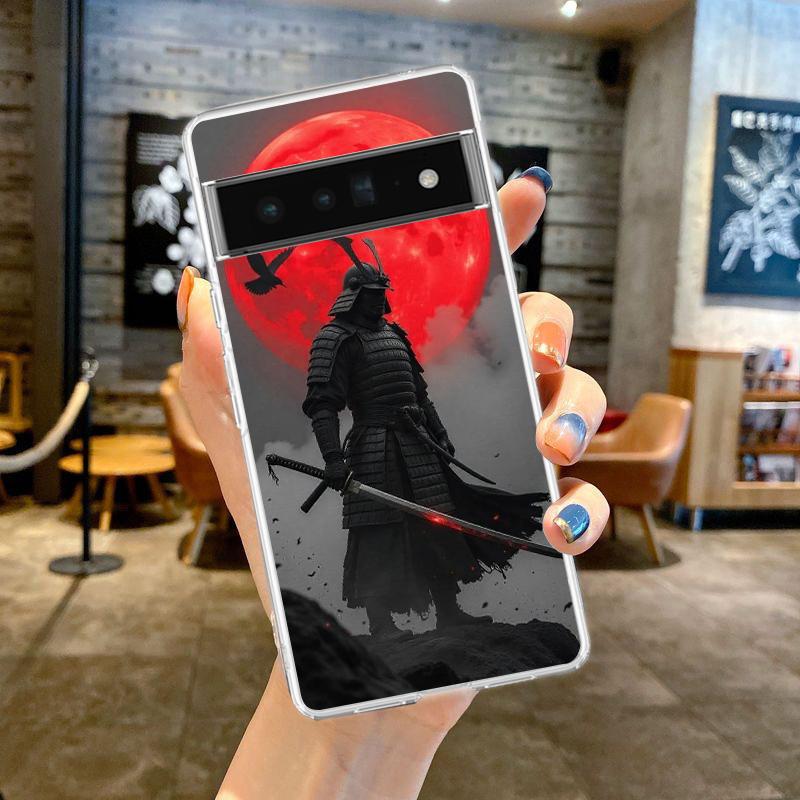 Чехол для телефона Google Pixel 9 8 7 6 9A 8A 7A 6A 5 4 5A 4A 3A Pro XL Мягкий прозрачный ТПУ Прозрачная крышка Японское искусство самураев