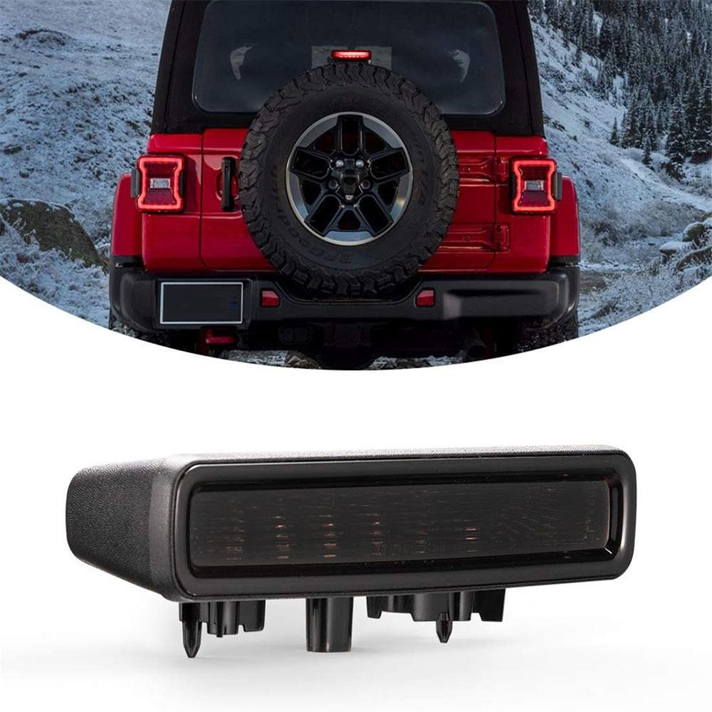 For 2018-2022 Jeep Wrangler JL Smoke Black Lens Red LED Strip Third Brake Light