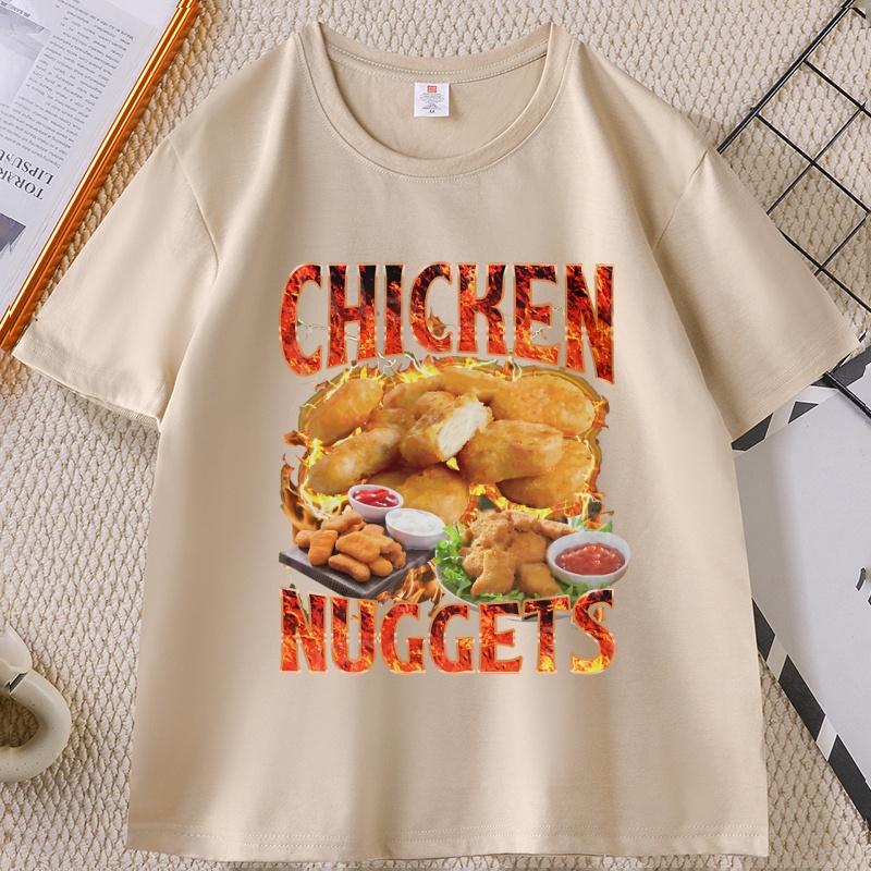 Chicken Nuggets Vintage 90s Graphic Tshirt for Unisex Women Cotton Short Sleeve Round Neck Printed Tshirt Unisex Vintagel Unisex