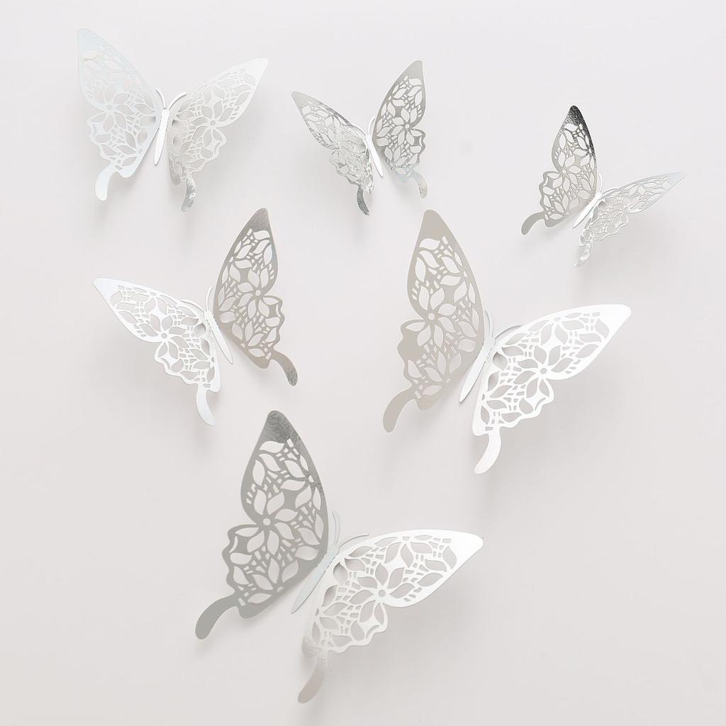 Butterfly Cake Toppers 12pcs Happy Birthday Stickers Topper for Cake Decorations 3D Wall Stiker Wedding Crafts Party Kids Gift
