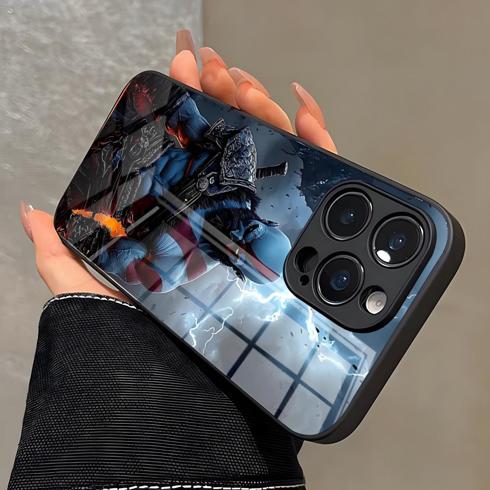 War God Kratos Phone Case For IPhone 17 Pro Max 16 15 14 Pro Max 13 11 X Xs Xr 8 7Plus Glass Cover