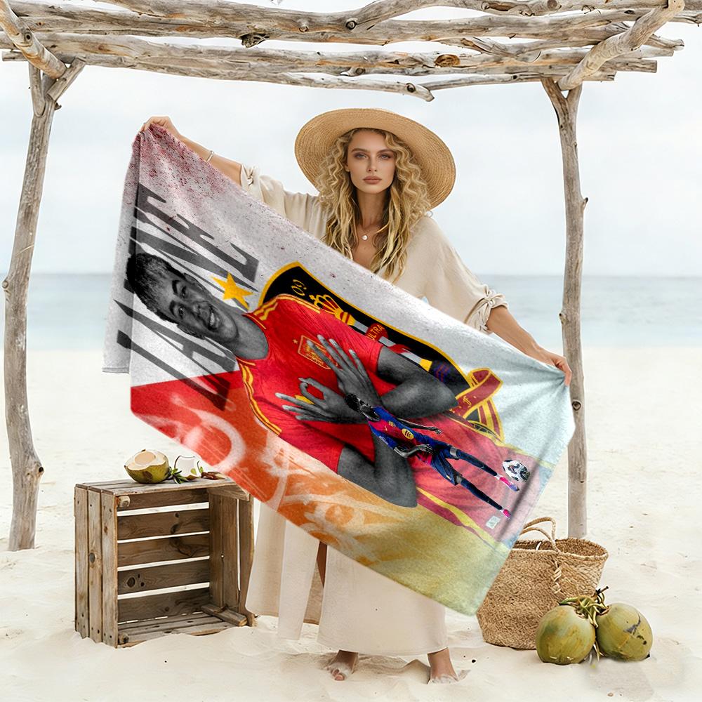 Lamine Yamal Spain's Soccer Stars Beach Towel Super Soft Microfiber Quickdry Fabric Comfortable Lightweight