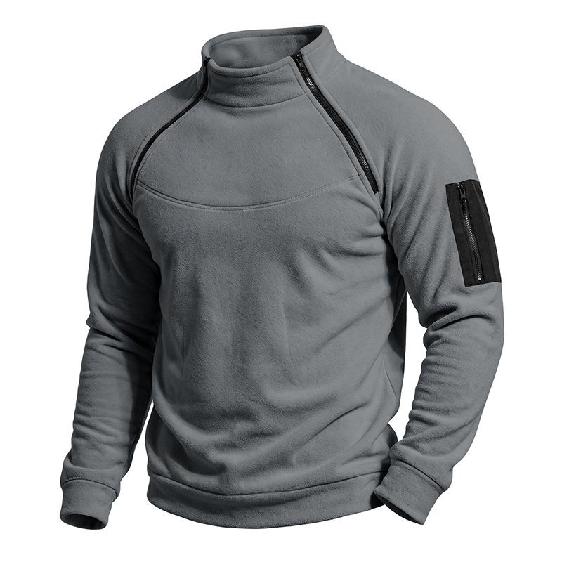 Men S Fleece Pullover Sweatshirt Long Sleeve Casual Stand Collar