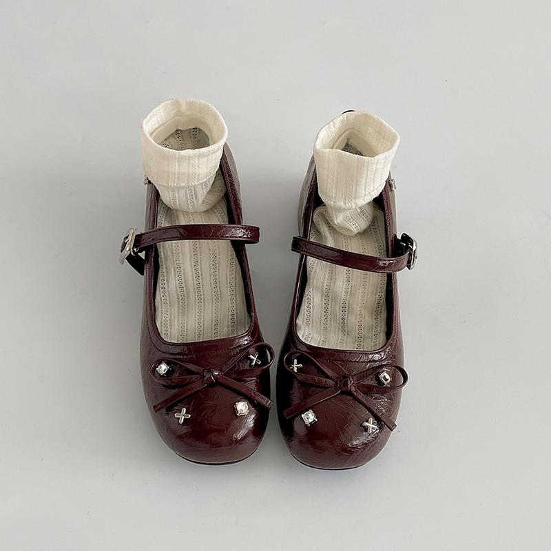 Милые туфли Мэри Джейн с бантиком-бабочкой для женщин Элегантное платье Толстый каблук Женская обувь Повседневная уличная обувь