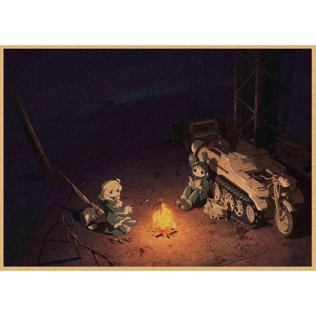 Retro Japanese Anime Girl Journey Poster - Kraft Paper Decorative Wall Art