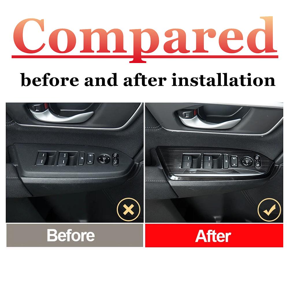 Stainless Car Window Lift Switch Button Decoration Panel Cover Trim For Honda CRV CR-V 2017-2019 2020 2021 Sticker Accessories