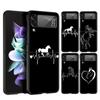 Animal Art Horse Phone Case for Samsung Z Flip 3 4 5 Folding Mobile Black Shell For Samsung Z Flip3 Flip4 Flip5 PC Hard Cover