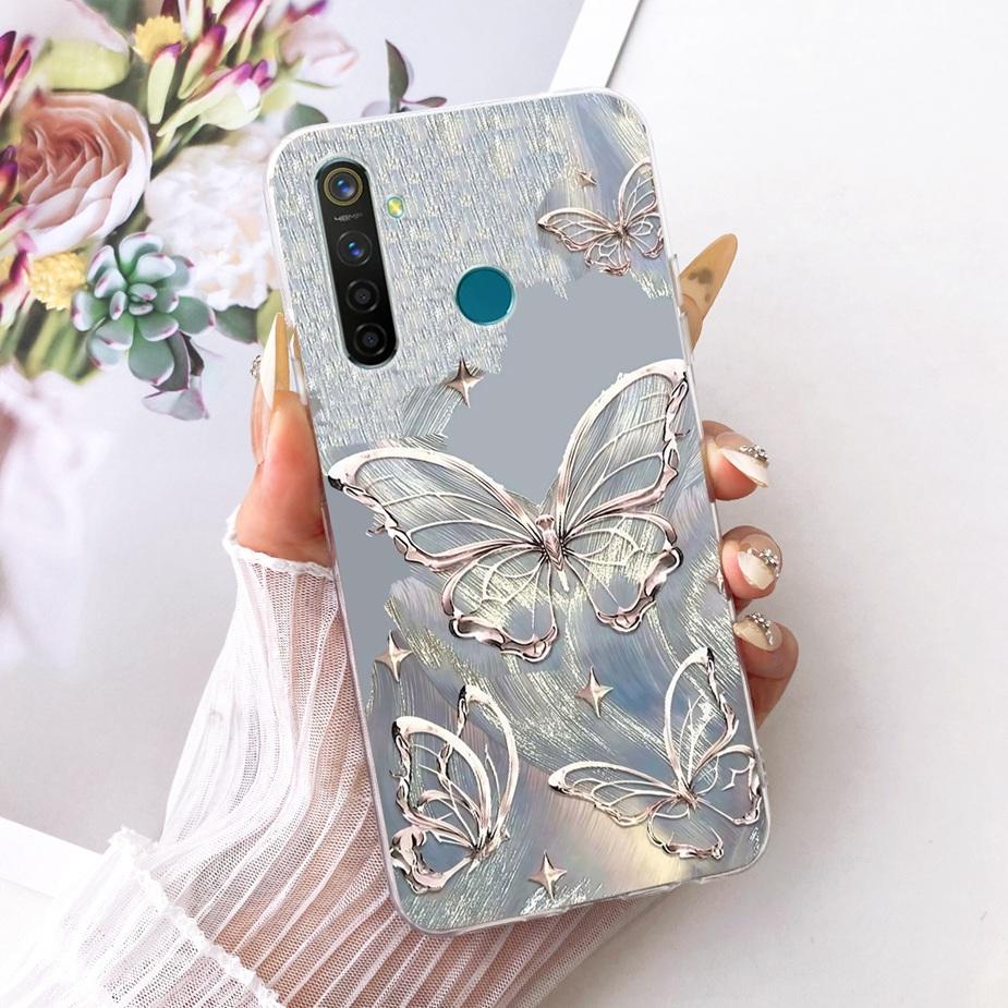 Для Realme 5 5i 5S Realme5 Pro Роскошный Чехол с Рисунком Цветов и Бантом Мягкий Силиконовый Чехол для Телефона Для Realme 5 Pro 5i 5S Задняя Крышка Coque