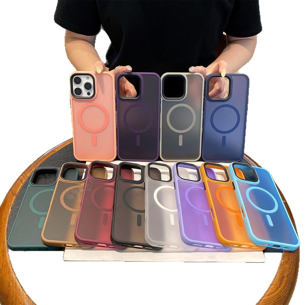 Black Frame Matte Skin Magnetic Phone Case Simple for Apple Phone Protective Case Cute Magsafe Protective Case