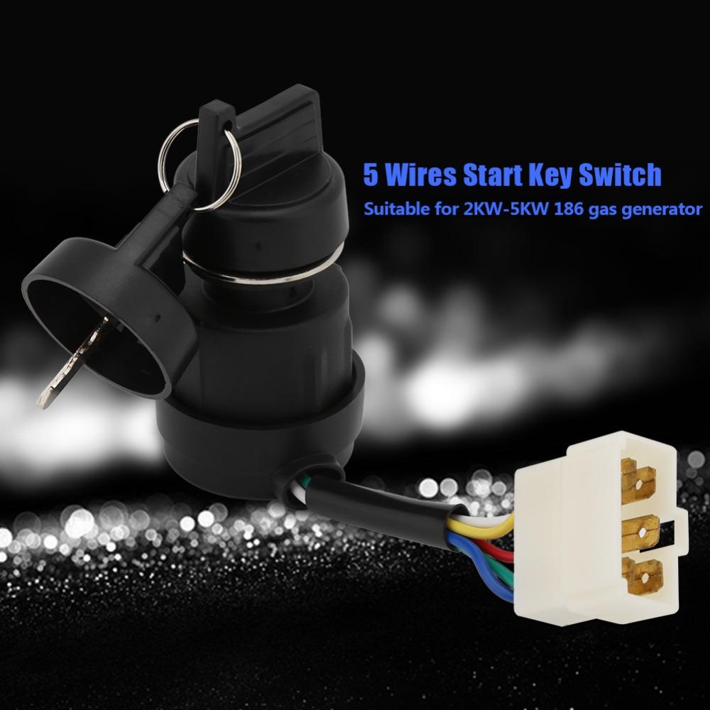 5 Wires Gas Generator Ignition Switch 5 Pin Key Starter Switch For Gasoline Generator