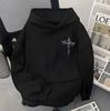Мужская толстовка большого размера с принтом крыльев - Модный американский стритвир, Осень/Зима, На флисе, Повседневный свободный крой