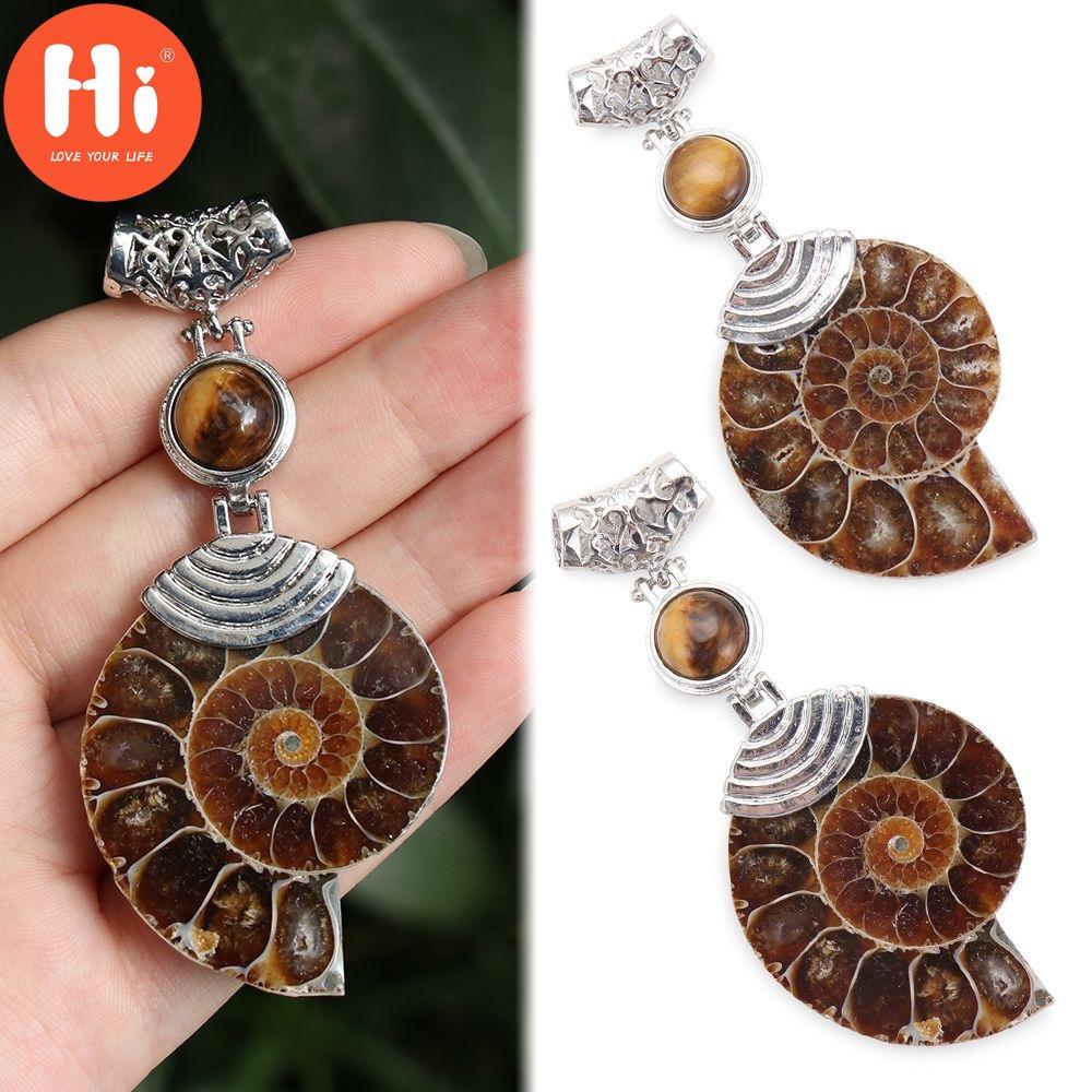 Привет узор Тигровый глаз Каменные бусины Кабошон Раковина Камень Подвеска Аммонит Ископаемый камень Подвеска