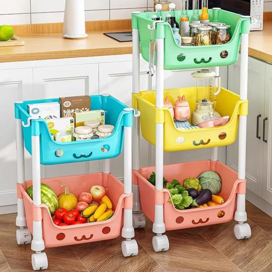 Четырехъярусная тележка для хранения с колесами на 360 градусов. Прочная конструкция. Прочная несущая нагрузка. Тележка для хранения игрушек. Книжная полка. Стеллаж для закусок.