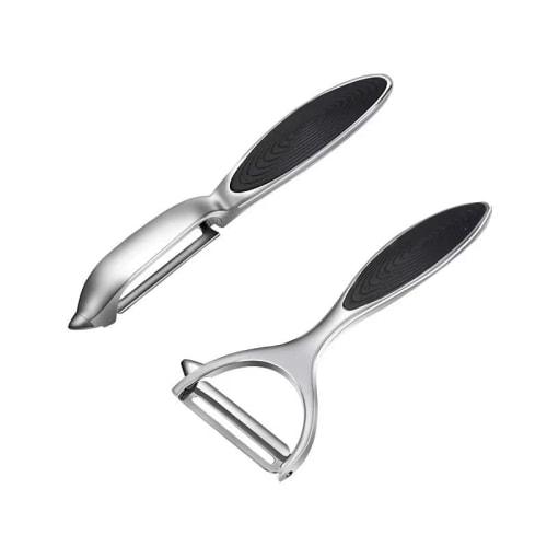 Liroyal 2-Piece Mini Fruit Peeler, Portable Fruit Peeler, Standing Type, Stainless Steel, Easy To Clean, Lightweight, Sharp, Long-Lasting Sharpness, D