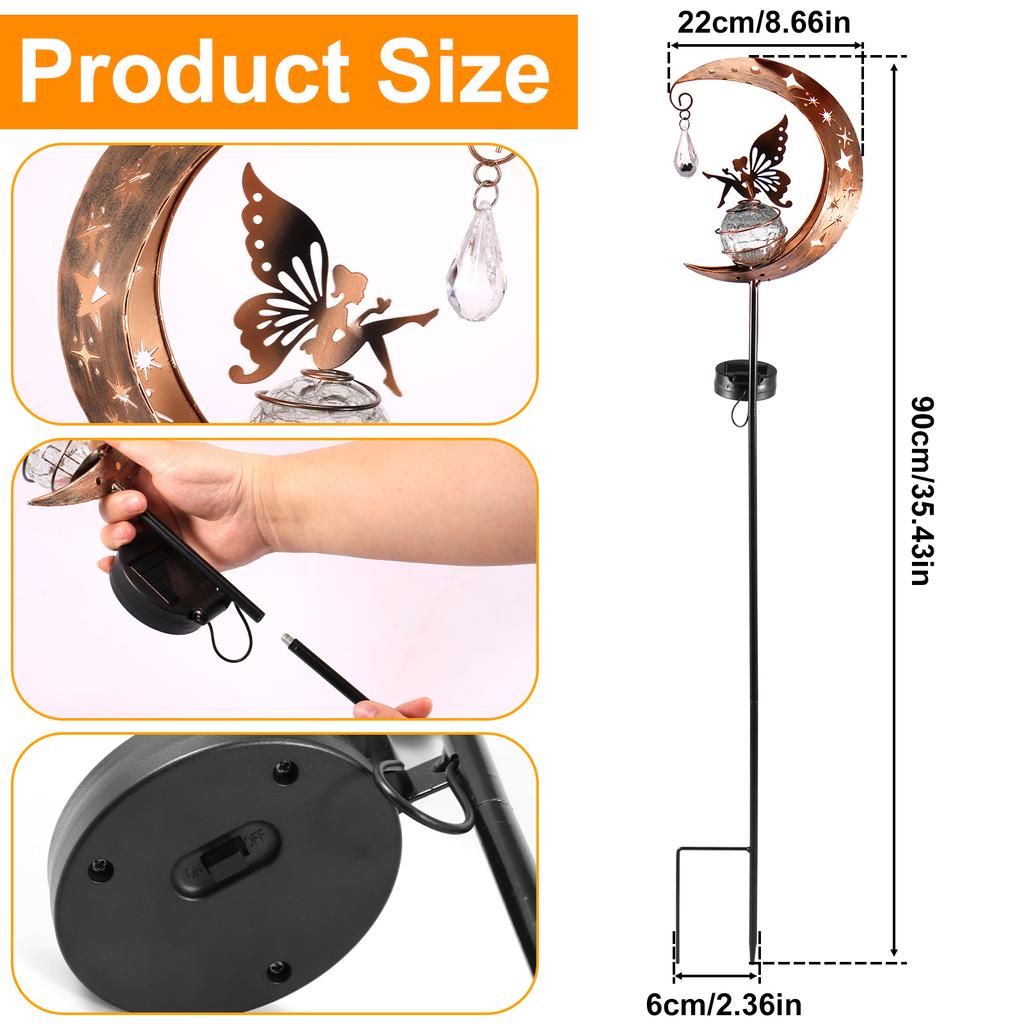 Лунная фея солнечный свет водонепроницаемый газонный светильник металлическая фея бабочка дворовый светильник уличный орнамент креативный декоративный для садовой дорожки