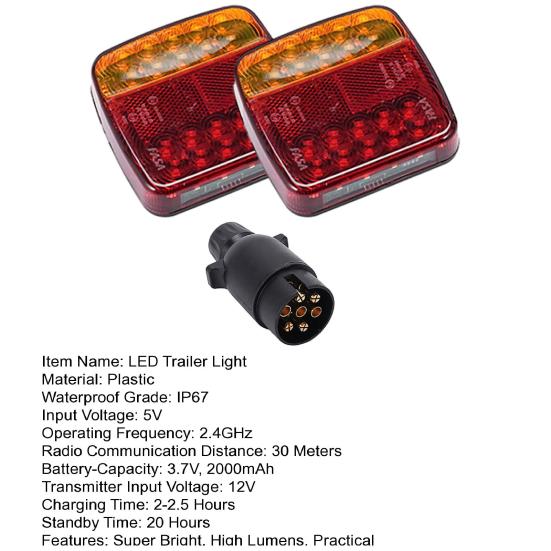 LED Magnetic Towing Tail Lights Wireless LED Trailer Lights Kit High Lumens Super Bright IP67 Waterproof Car Rear Lights