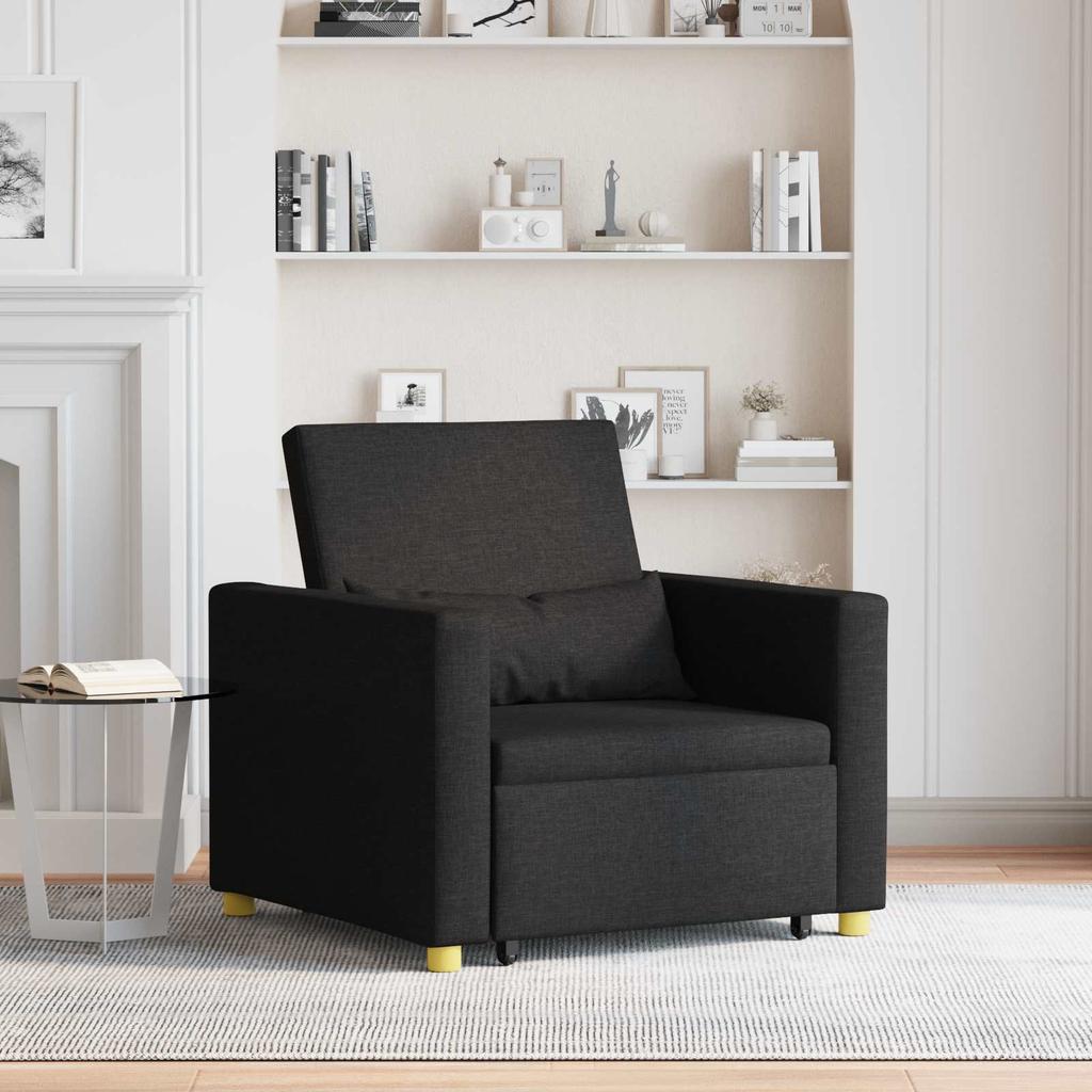 Extendable Sleeper Sofa Single Black 90 x 165 x 87 cm Fabric