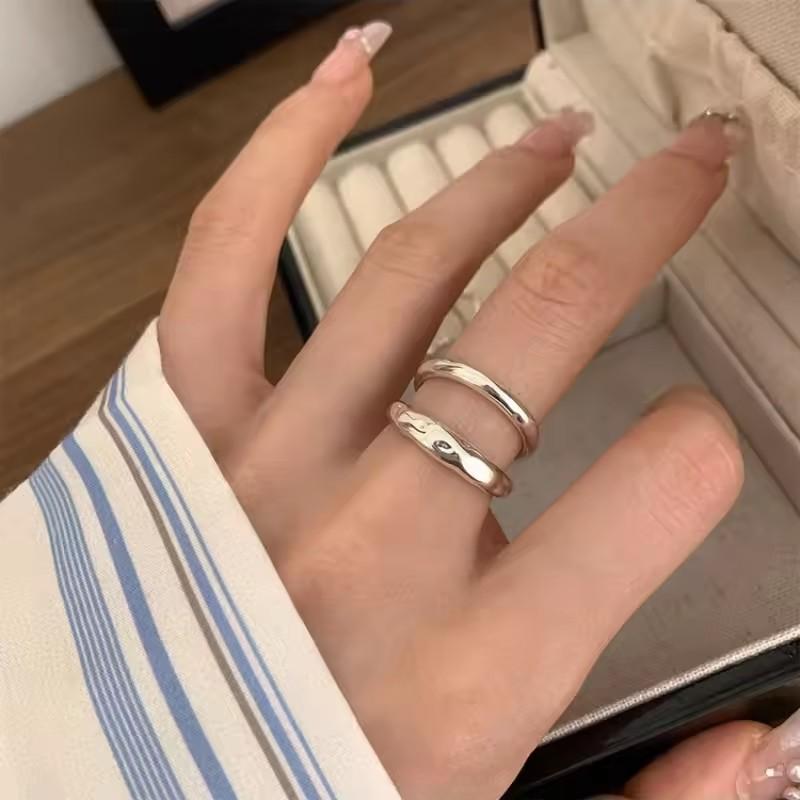 925 Silver Rings New Party Jewelry Vintage Charm Double Layer Geometric Nail Design Accessories Gift Dropship